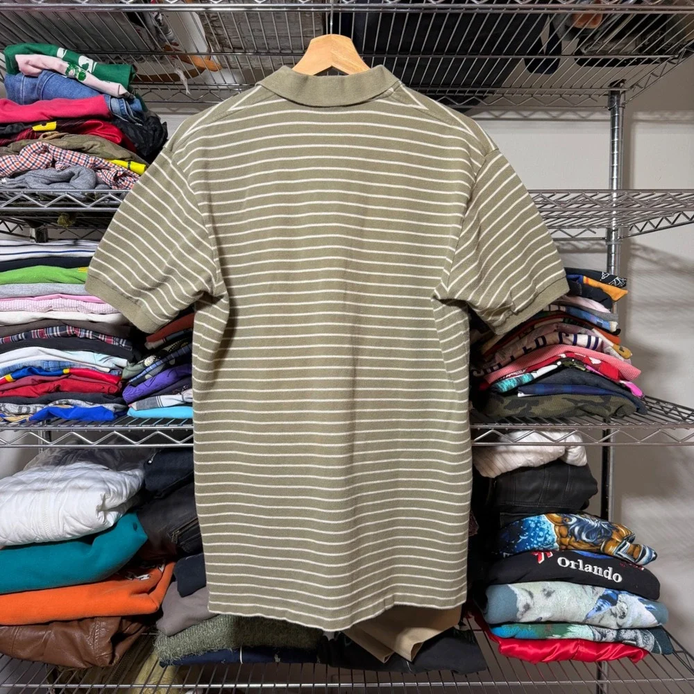 Polo Ralph Lauren Polo Mens S Olive Green Striped Short Sleeve Classic Pique